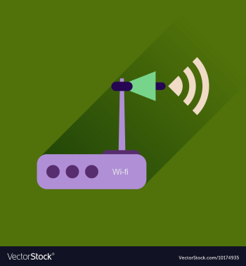 Flat icon with long shadow Wi fi modem vector image