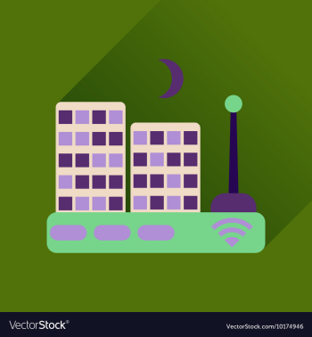 Flat icon with long shadow Wi fi modem vector image