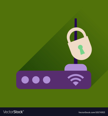 Flat icon with long shadow Wi fi modem vector image