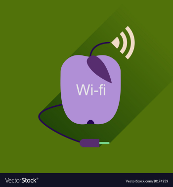 Flat icon with long shadow Wi fi modem vector image