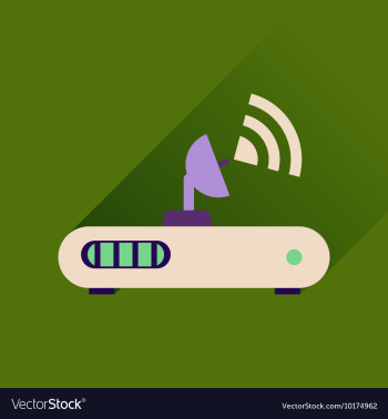 Flat icon with long shadow Wi fi modem vector image