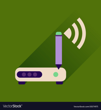 Flat icon with long shadow Wi fi modem vector image