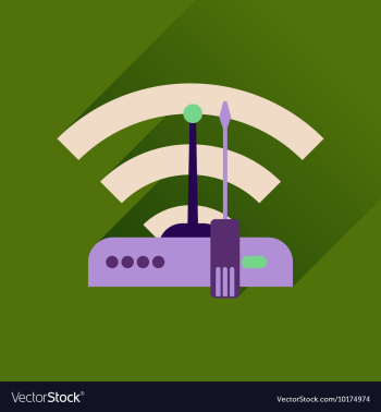 Flat icon with long shadow Wi fi modem vector image