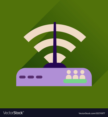 Flat icon with long shadow Wi fi modem vector image