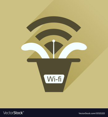 Flat icon with long shadow Wi fi modem vector image