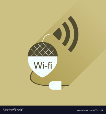 Flat icon with long shadow Wi fi modem vector image