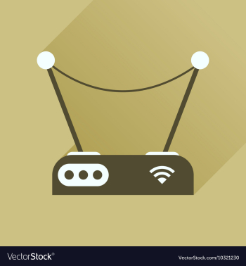 Flat icon with long shadow Wi fi modem vector image