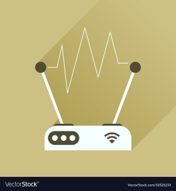 Flat icon with long shadow Wi fi modem vector image