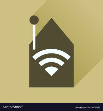 Flat icon with long shadow Wi fi modem vector image