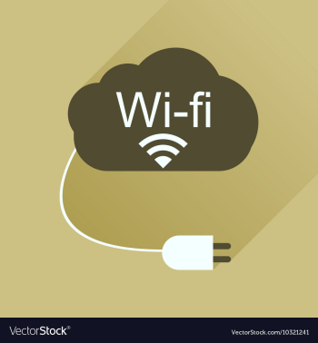 Flat icon with long shadow Wi fi modem vector image