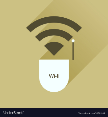 Flat icon with long shadow Wi fi modem vector image