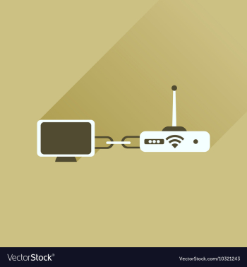 Flat icon with long shadow Wi fi modem vector image