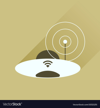 Flat icon with long shadow Wi fi modem vector image