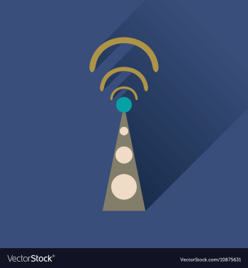 Flat icon with long shadow Wi fi modem vector image