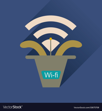 Flat icon with long shadow Wi fi modem vector image