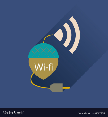 Flat icon with long shadow Wi fi modem vector image