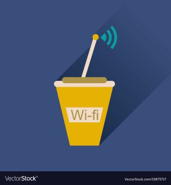 Flat icon with long shadow Wi fi modem vector image