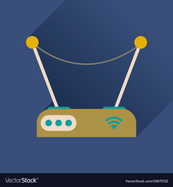 Flat icon with long shadow Wi fi modem vector image