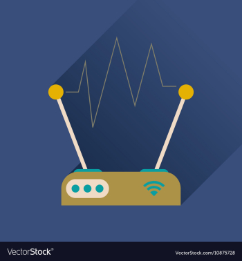 Flat icon with long shadow Wi fi modem vector image