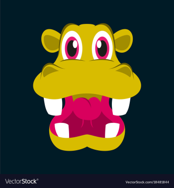 Flat icons on theme funny animals hippo vector image Flat icons on theme funny animals hippo vector image