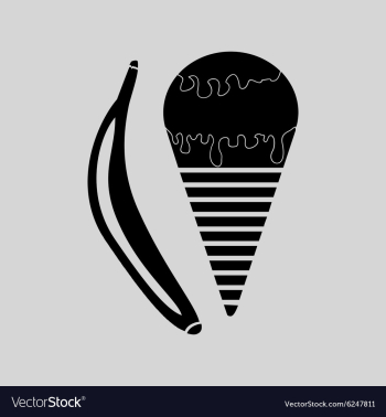 Flat in black and white banana ice creams vector image Flat in black and white banana ice creams vector image