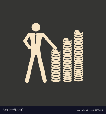 Flat in black and white people at stacks of coins vector image Flat in black and white people at stacks of coins vector image