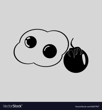 Flat in black and white scrambled eggs with tomato vector image Flat in black and white scrambled eggs with tomato vector image