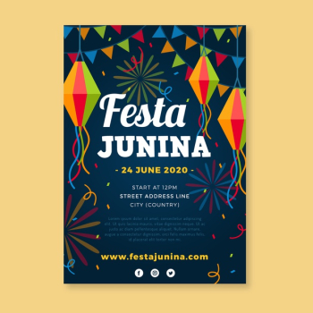 Flat june festival flyer template Free Vector Flat june festival flyer template Free Vector