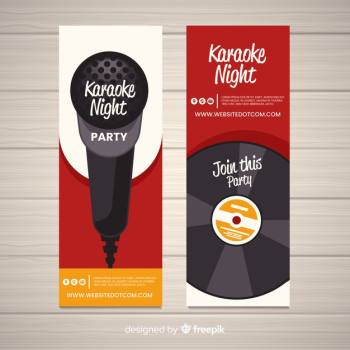 Flat karaoke party banners template Free Vector