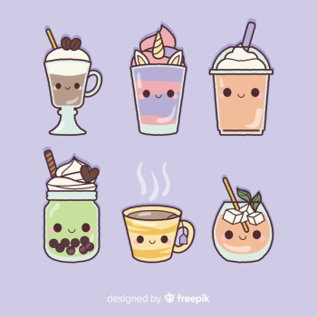 Flat kawaii food collection Flat kawaii food collection