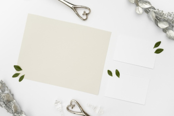 Flat lay mock-up wedding cards Free Photo