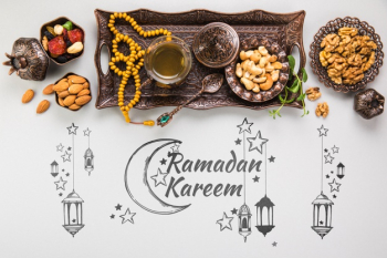 Flat lay ramadan composition with copyspace Free Psd