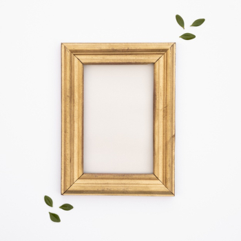 Flat lay wooden frame with white background Free Photo