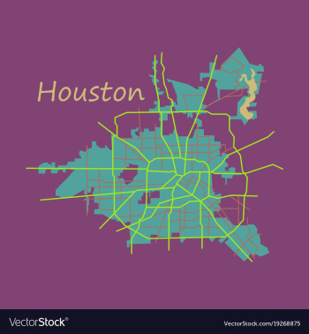 Flat map houston city texas roads vector image Flat map houston city texas roads vector image