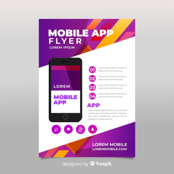 Flat mobile app poster