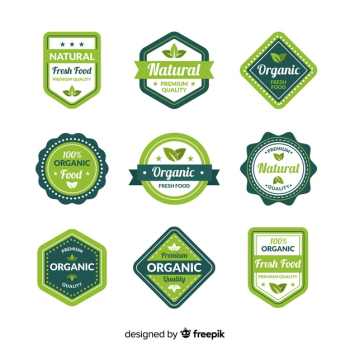 Flat organic food label collection Flat organic food label collection