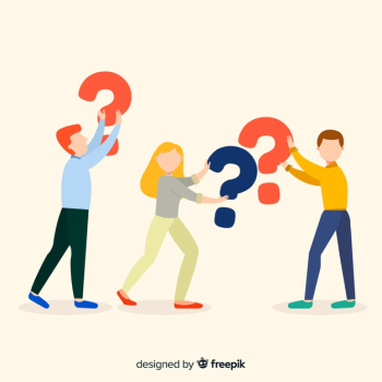 Flat people holding question marks background Free Vector