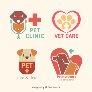 Flat pet clinic logos Flat pet clinic logos