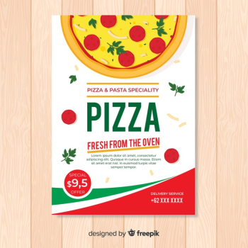 Flat pizza flyer template