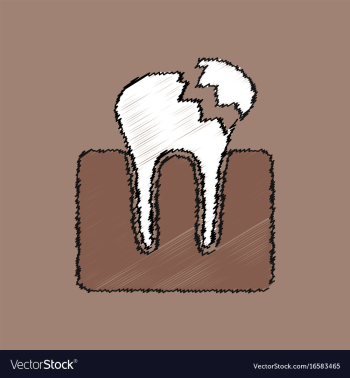 Flat shading style icon broken tooth vector image Flat shading style icon broken tooth vector image