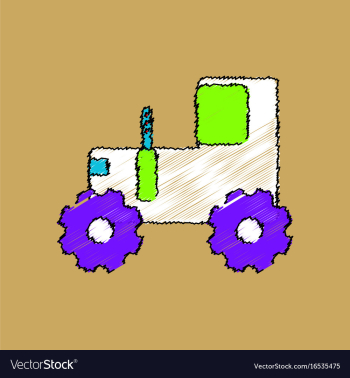 Flat shading style icon children tractor vector image Flat shading style icon children tractor vector image