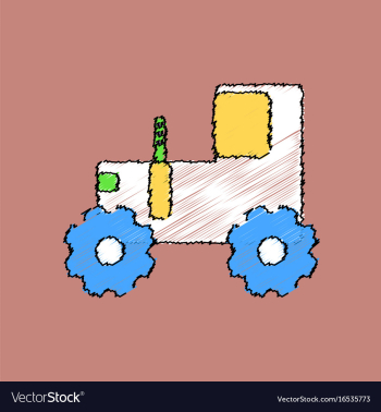 Flat shading style icon children tractor vector image Flat shading style icon children tractor vector image