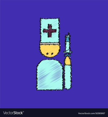Flat shading style icon doctor with a syringe vector image Flat shading style icon doctor with a syringe vector image