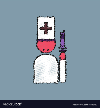 Flat shading style icon doctor with a syringe vector image Flat shading style icon doctor with a syringe vector image