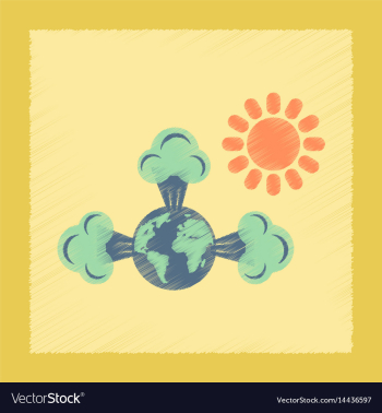 Flat shading style icon earth greenhouse effect vector image Flat shading style icon earth greenhouse effect vector image