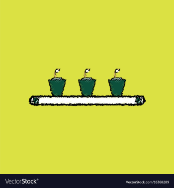 Flat shading style icon flowerpots on shelf vector image Flat shading style icon flowerpots on shelf vector image