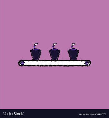 Flat shading style icon flowerpots on shelf vector image Flat shading style icon flowerpots on shelf vector image