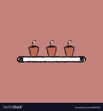 Flat shading style icon flowerpots on shelf vector image Flat shading style icon flowerpots on shelf vector image