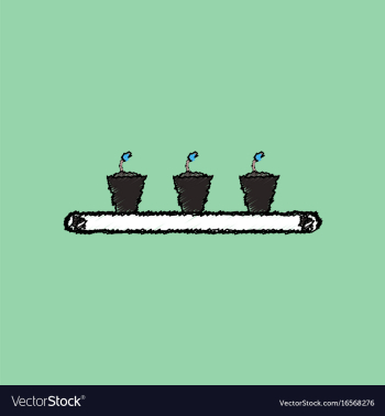 Flat shading style icon flowerpots on shelf vector image Flat shading style icon flowerpots on shelf vector image