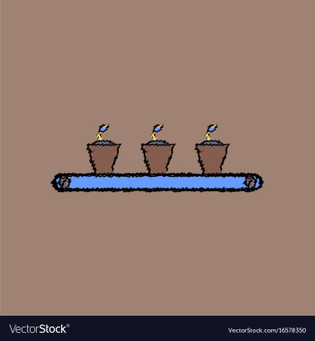 Flat shading style icon flowerpots on shelf vector image Flat shading style icon flowerpots on shelf vector image